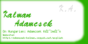 kalman adamcsek business card